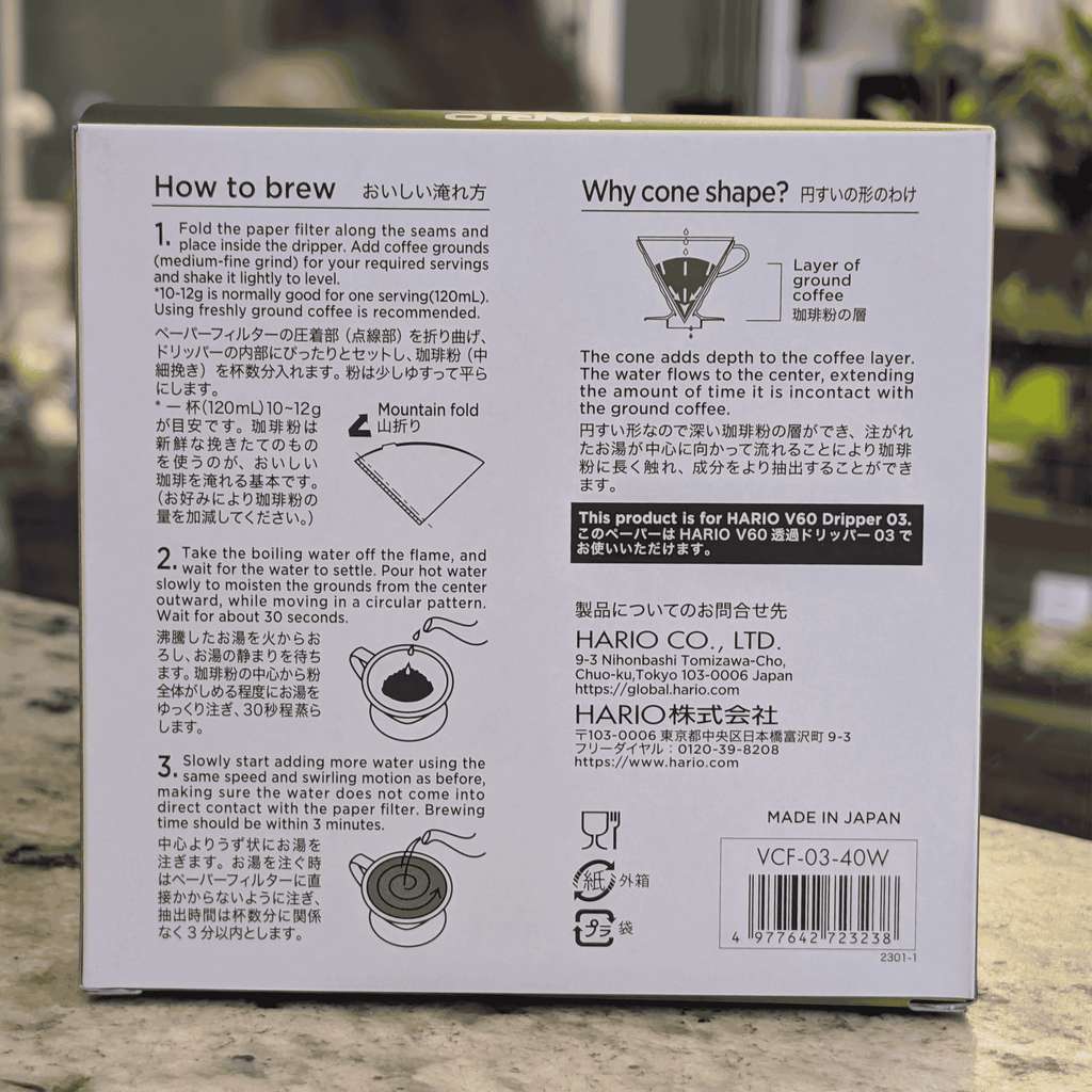 Hario v60 paper (3 cup x 40 filters)
